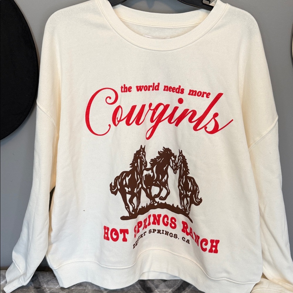 Grayson Threads White Sweatshirt with Red and Brown Print